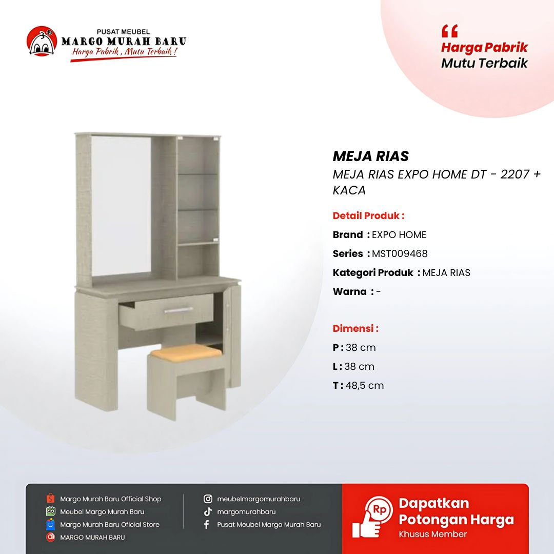 MEJA RIAS EXPO HOME DT - 2207 + KACA