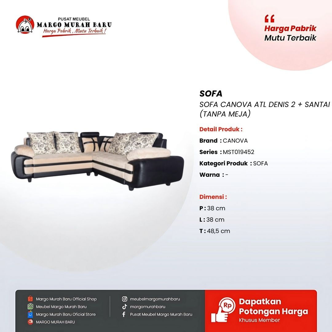 SOFA CANOVA ATL DENIS 2 + SANTAI (TANPA MEJA)