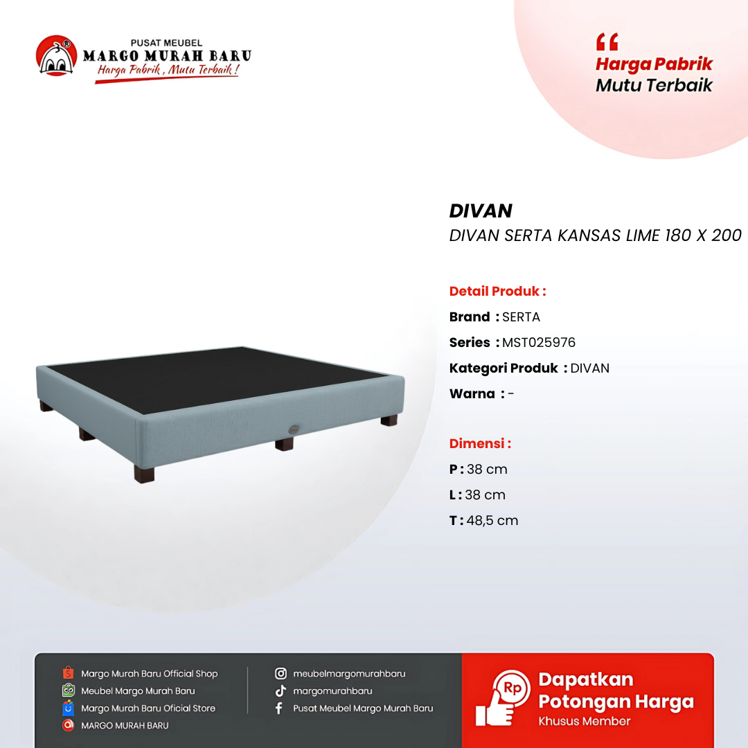 DIVAN SERTA KANSAS LIME 180 X 200