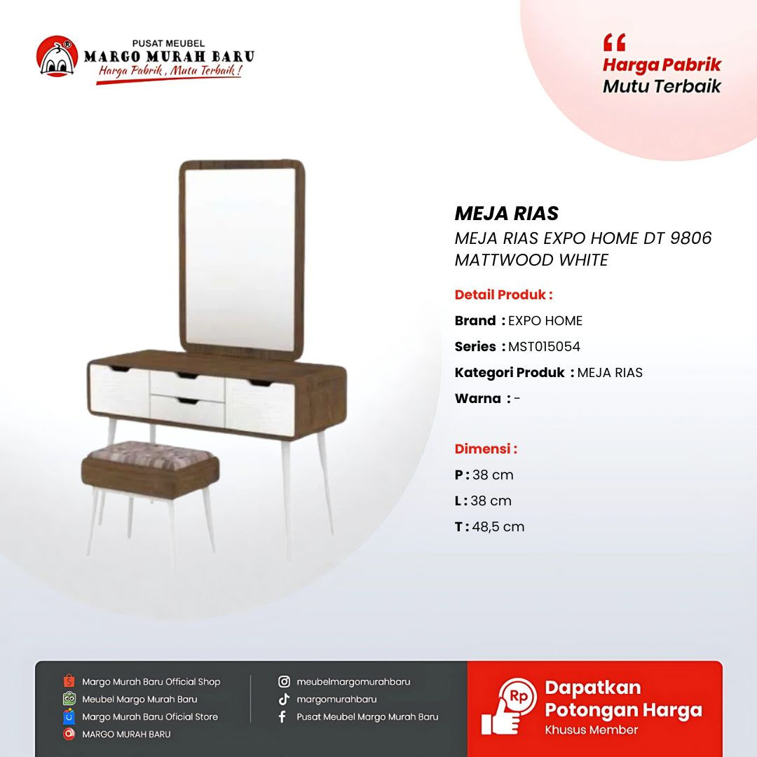 MEJA RIAS EXPO HOME DT 9806 MATTWOOD WHITE