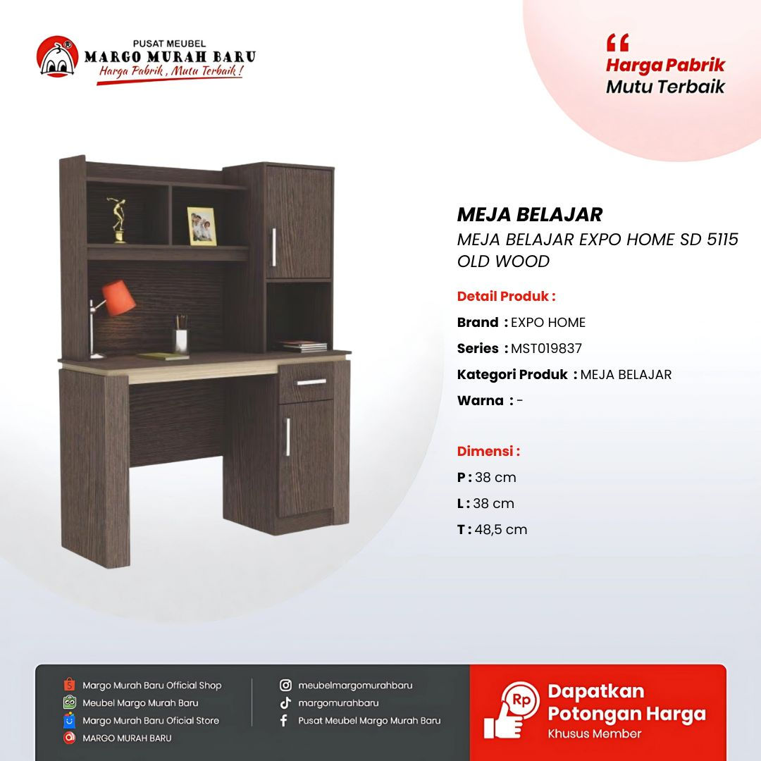 MEJA BELAJAR EXPO HOME SD 5115 OLD WOOD