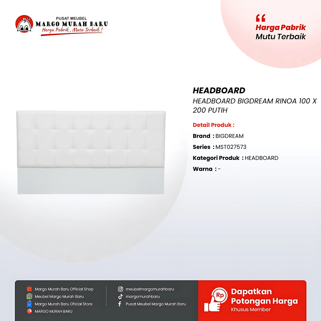 HEADBOARD BIGDREAM RINOA 100 X 200 PUTIH