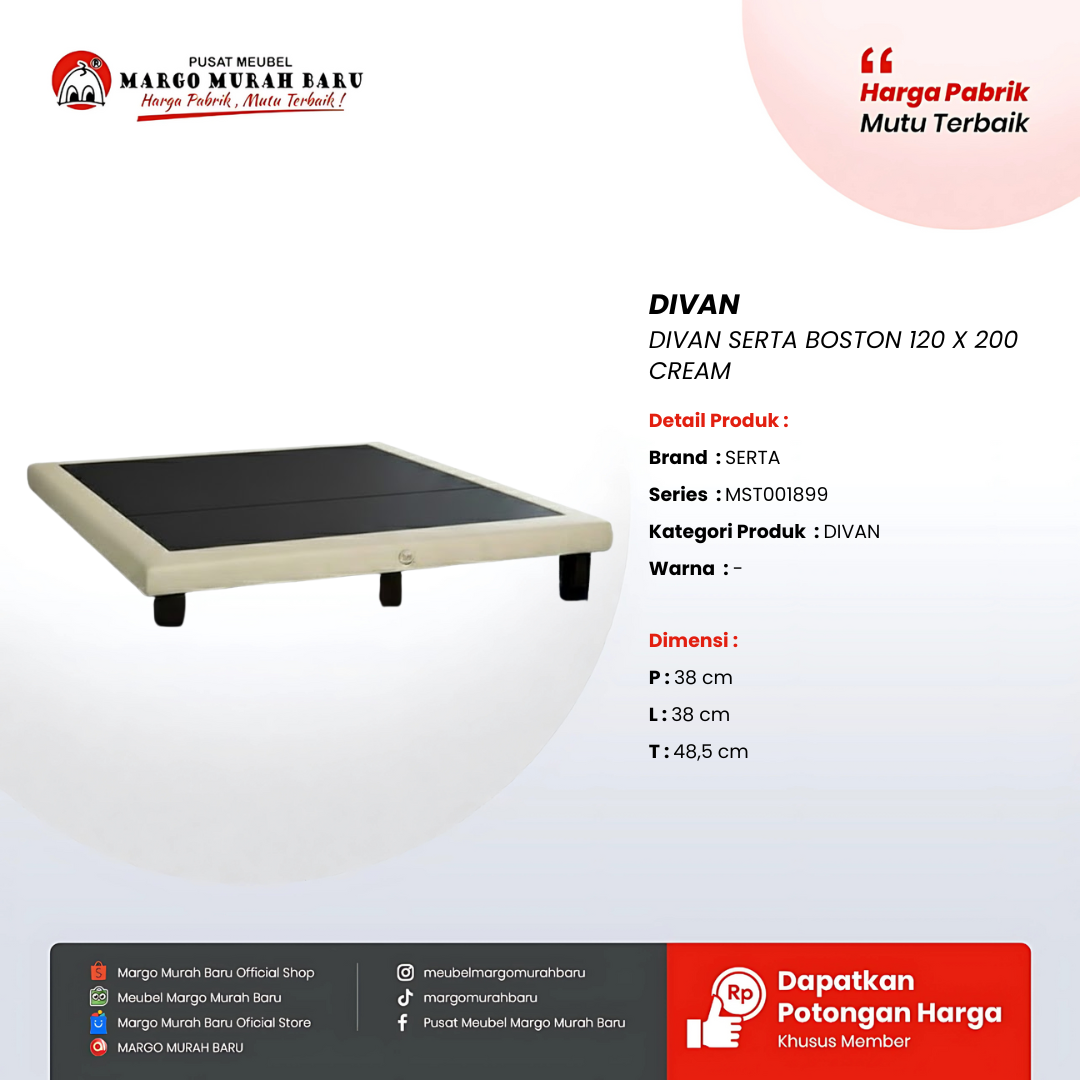 DIVAN SERTA BOSTON 120 X 200 CREAM