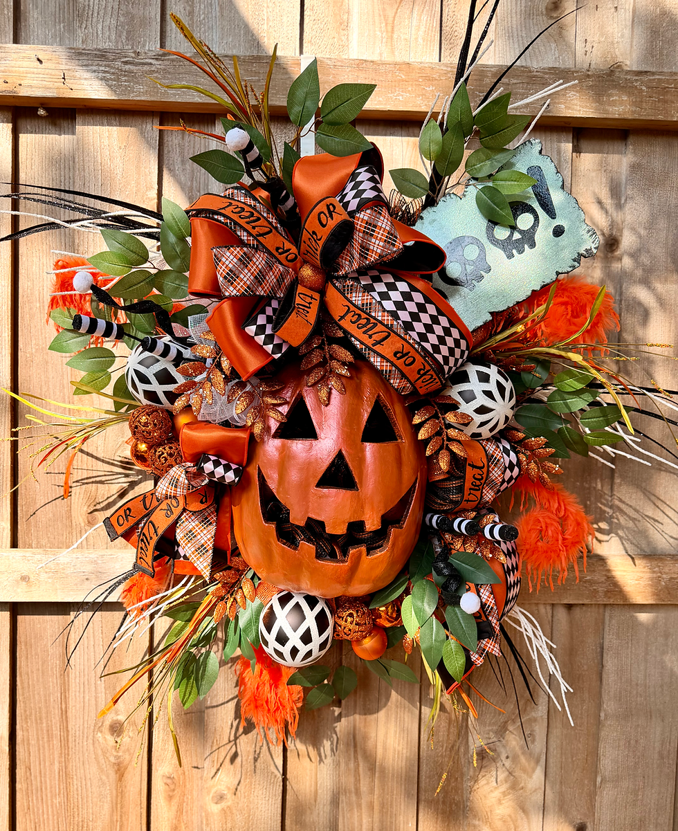 Thumbnail: XL Halloween Wreath for Front Door Jack O Lantern Wreath Spooky Halloween Party
