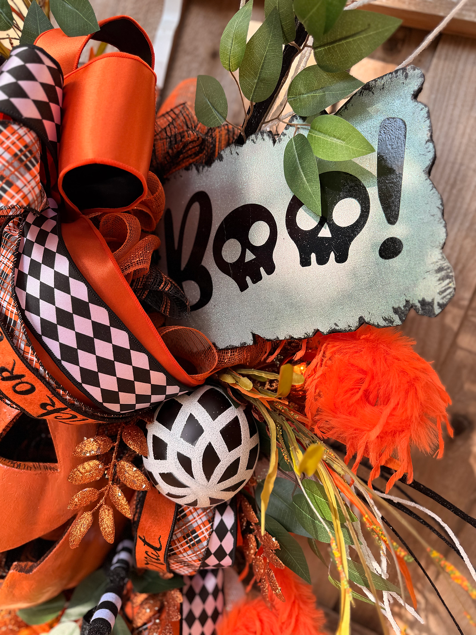 Thumbnail: XL Halloween Wreath for Front Door Jack O Lantern Wreath Spooky Halloween Party