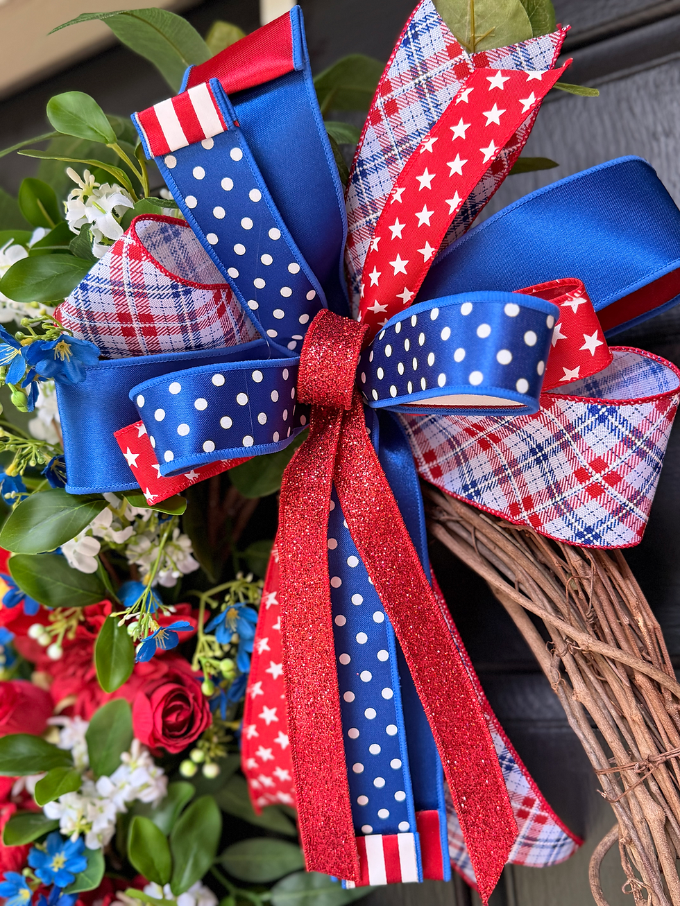 Thumbnail: Patriotic Wreath for Front Door, Red White and Blue Wreath, Fourth of July Decor