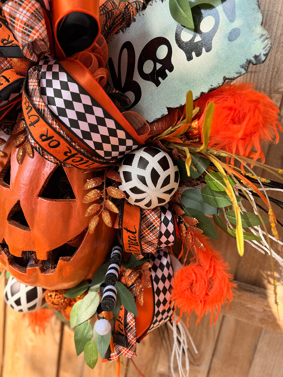 Thumbnail: XL Halloween Wreath for Front Door Jack O Lantern Wreath Spooky Halloween Party