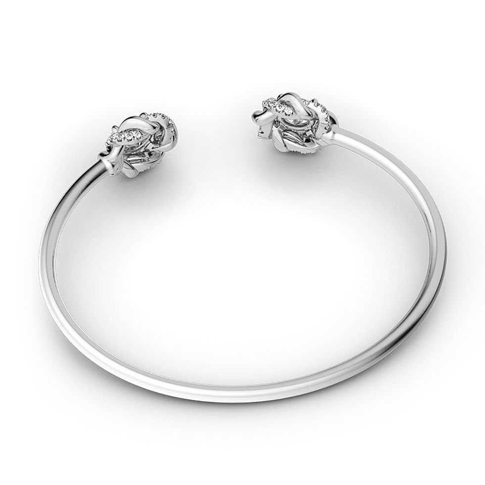 Thumbnail: Twisted Halo Moissanite Jewellery set with bangle