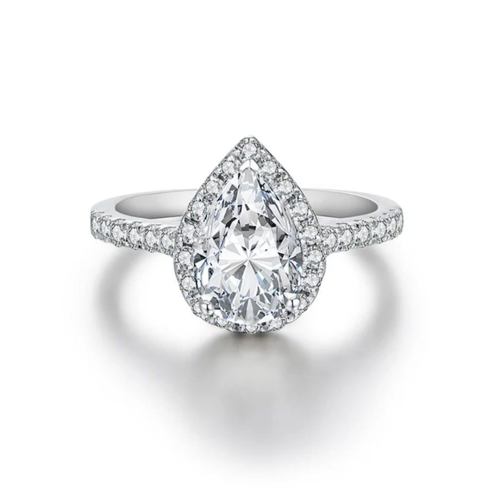Thumbnail: Pear Shaped 2 Carat Moissanite Sparkling Ring