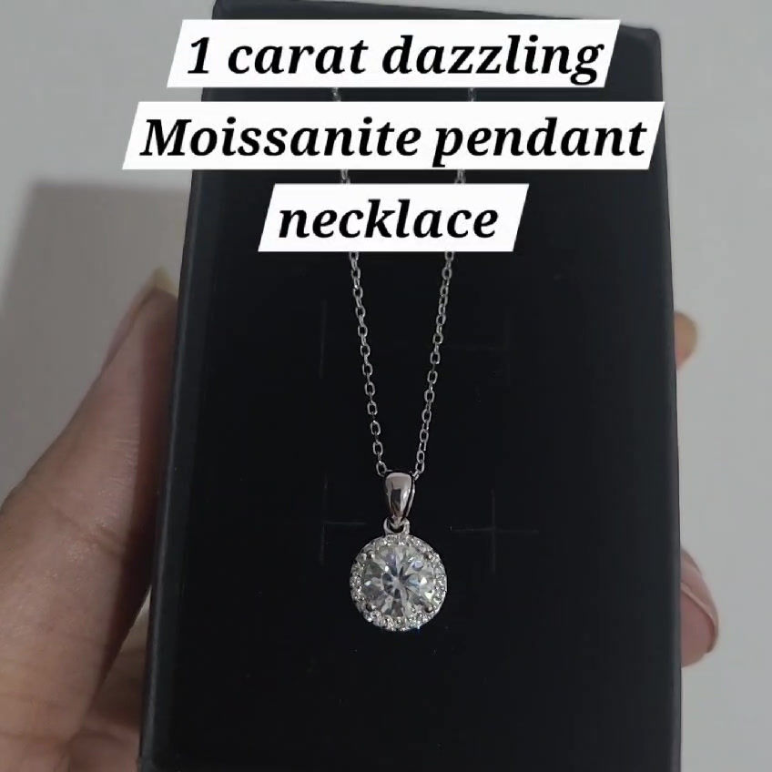 Thumbnail: Moissanite Round Dazzling Pendant Necklace