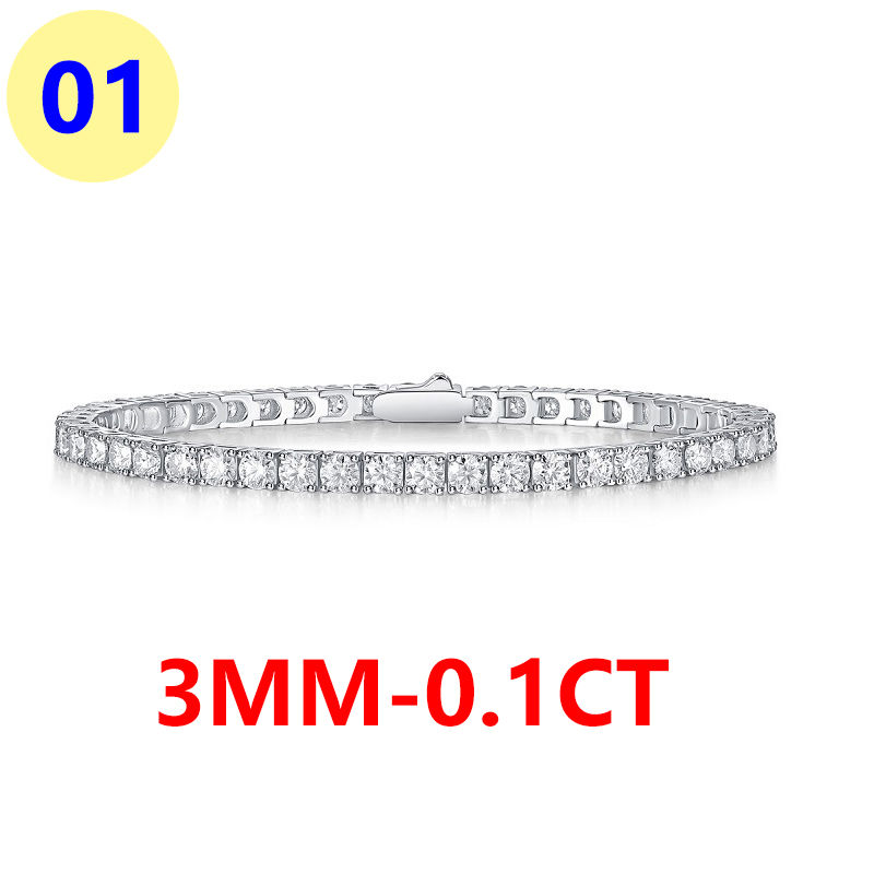 3mm/4mm Real Moissanite Tennis Bracelet