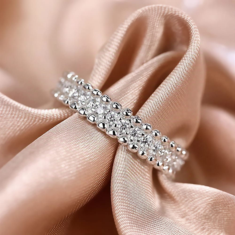 Beaded Moissanite Ring