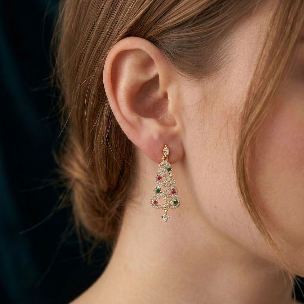 Thumbnail: Sparkling Crystal Christmas Tree Drop Earrings