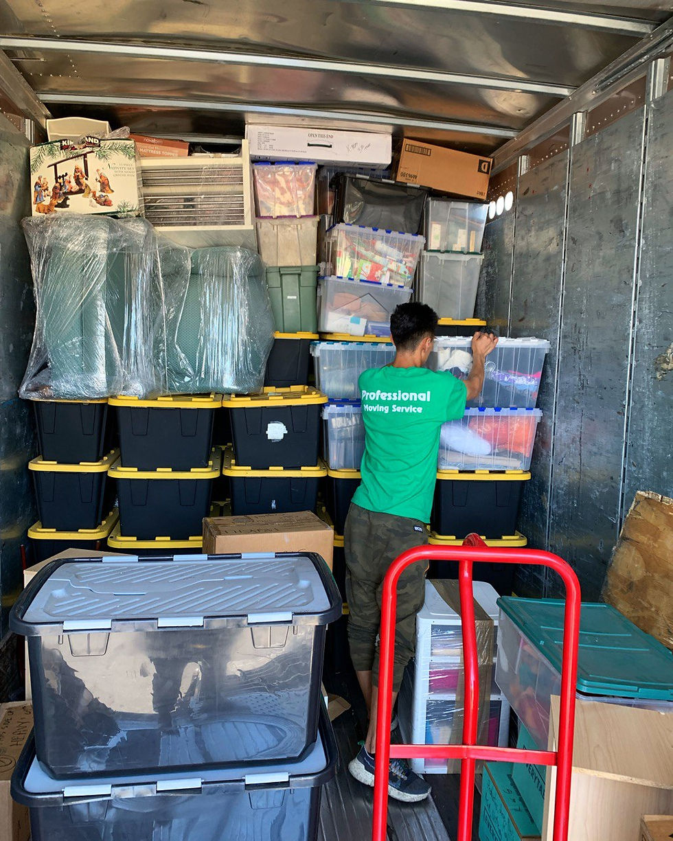 Packing supplies arranged and ready for use