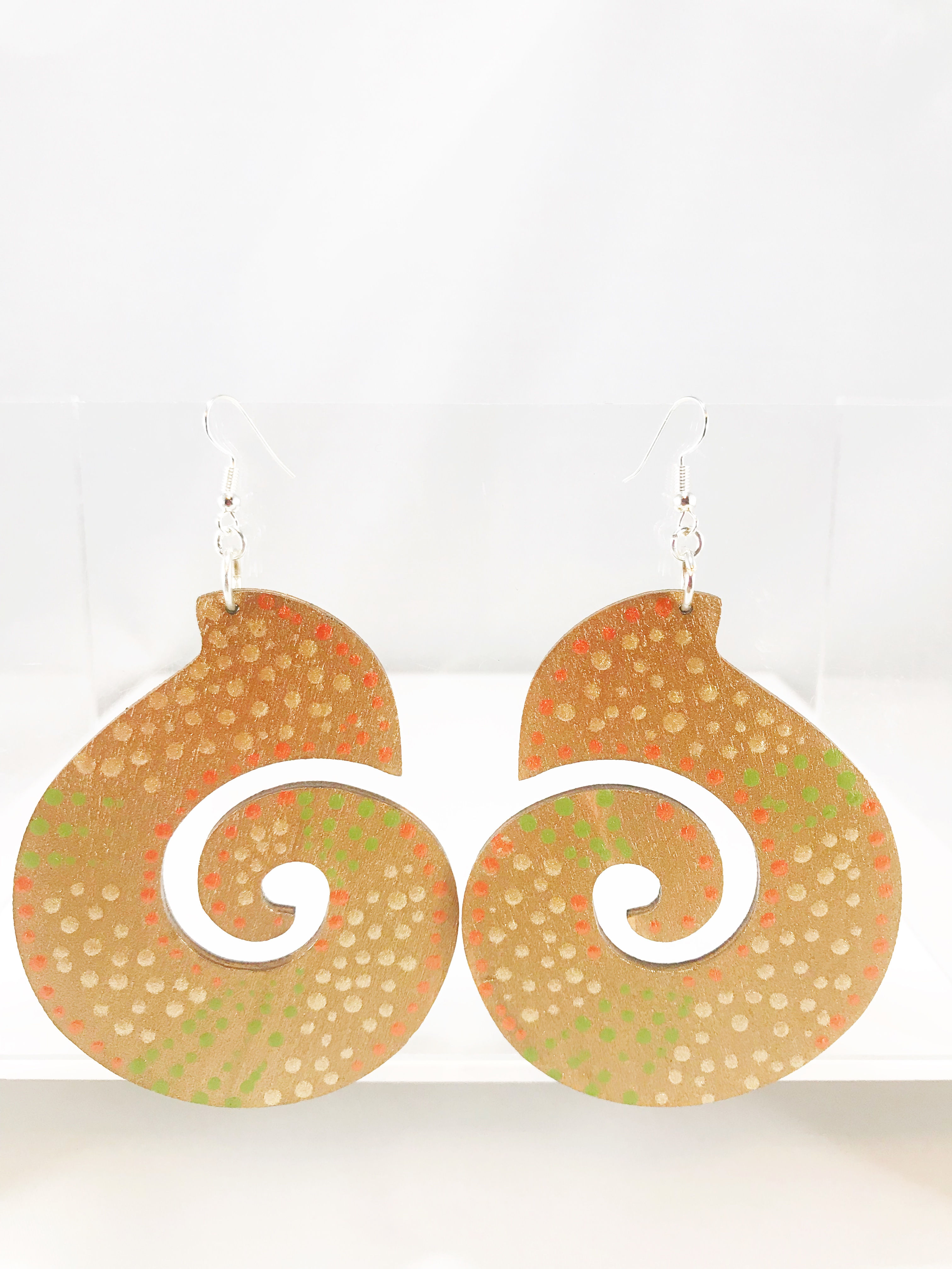 Hand Painted Large Wooden Earrings