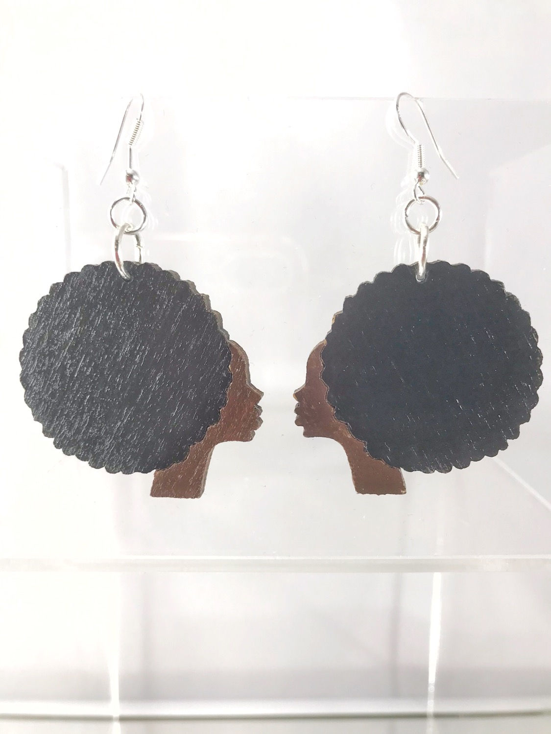 Hand Painted Side Profile Wooden Earrings