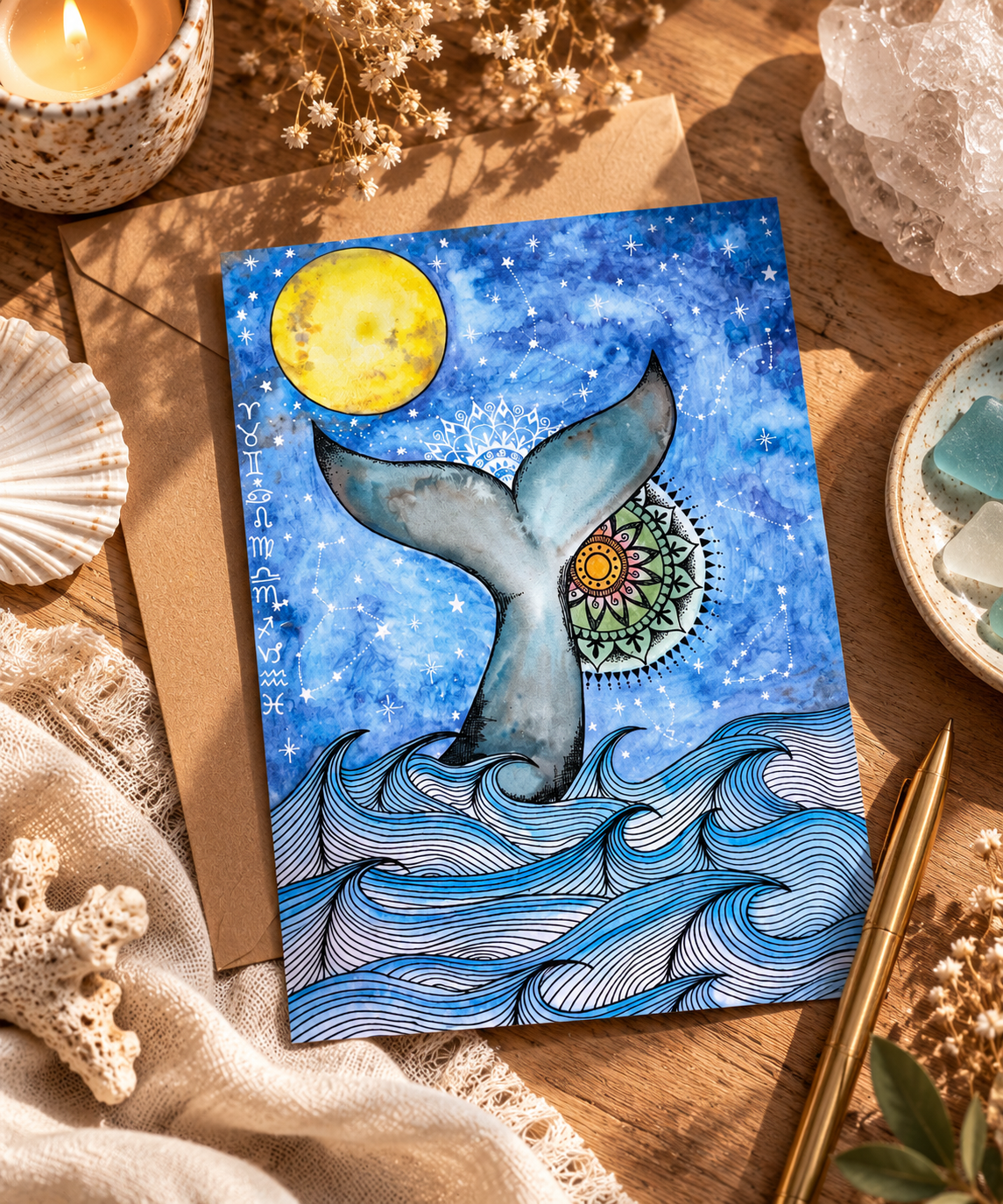 "Mystical Whale" Greeting Card