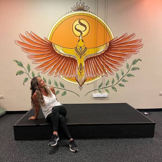 eagle mural, yoga room mural  