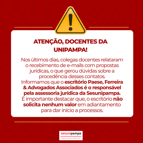 Atenção, docentes da Unipampa!