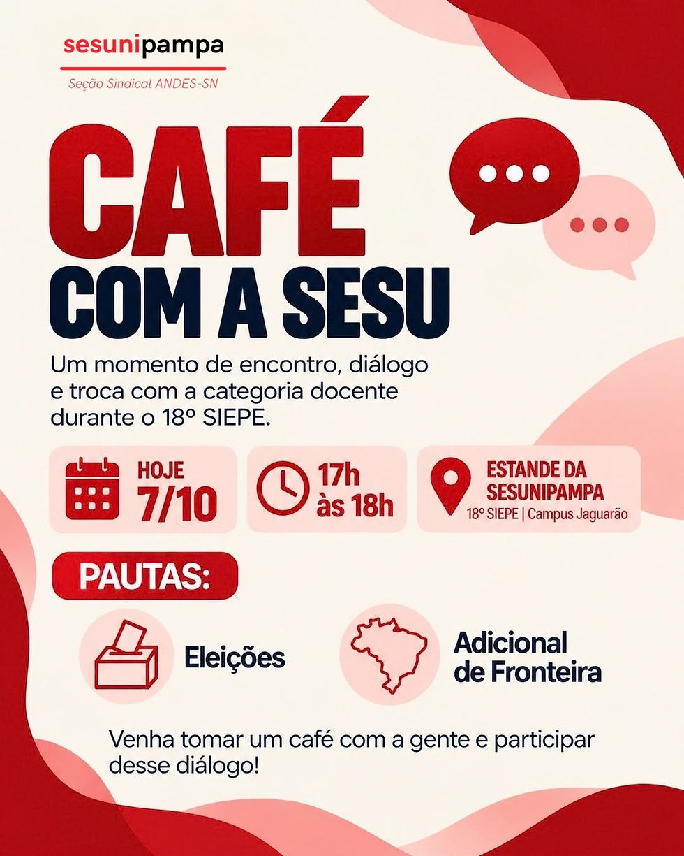 Hoje tem café com a Sesu no 18° SIEPE!