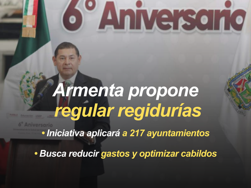 Armenta enviará iniciativa al Congreso para regular número de regidurías en ayuntamientos de Puebla