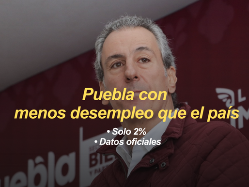 Puebla capital registra menor desempleo que el promedio nacional: Chedraui