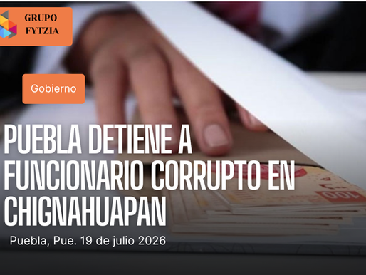 Detienen a funcionario del Instituto Registral y Catastral de Puebla por presuntos actos de corrupción en Chignahuapan
