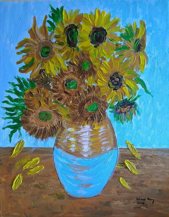 SUNFLOWERS IN VASE - WIND MARY (inspired by VINCENT VAN GOGH)