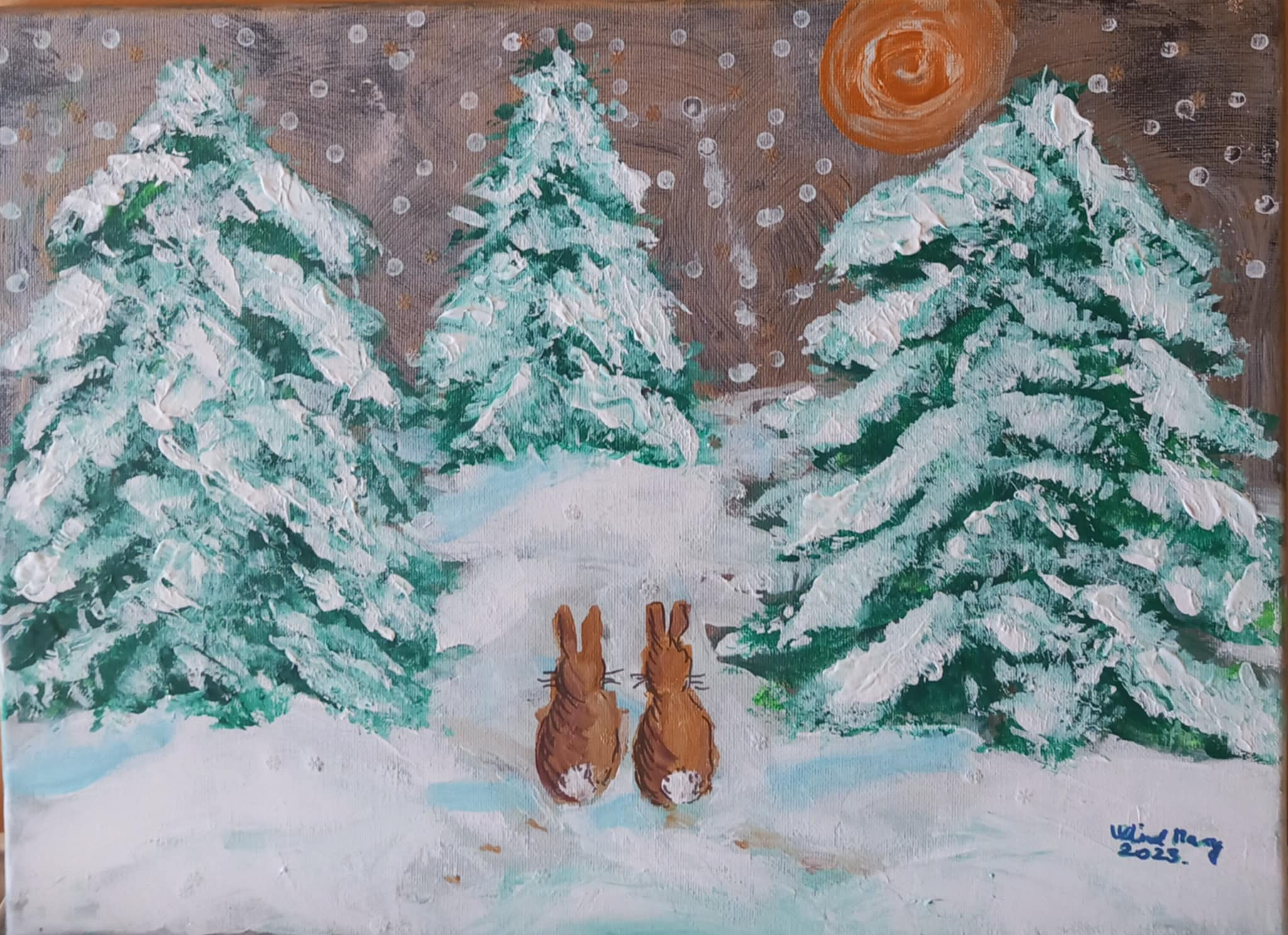 Rabbits in the snow