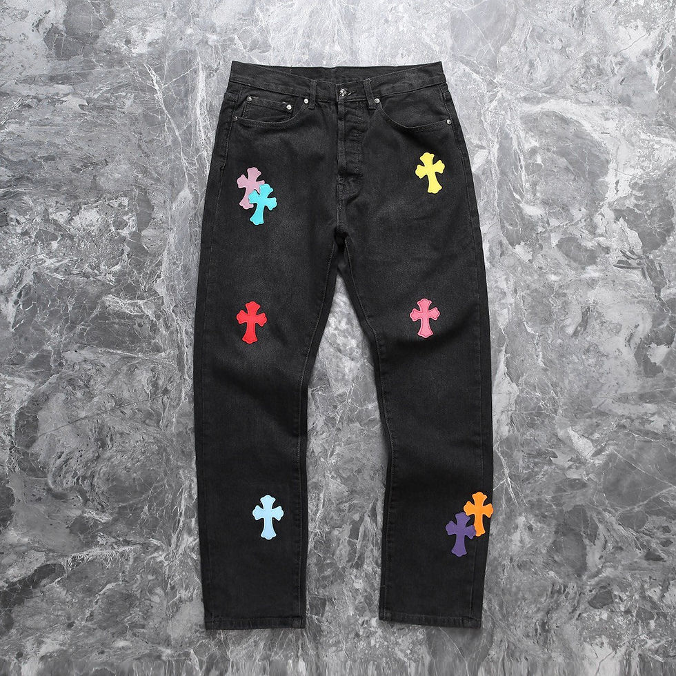 Chrome Hearts Multicolor Crosses Black Jeans