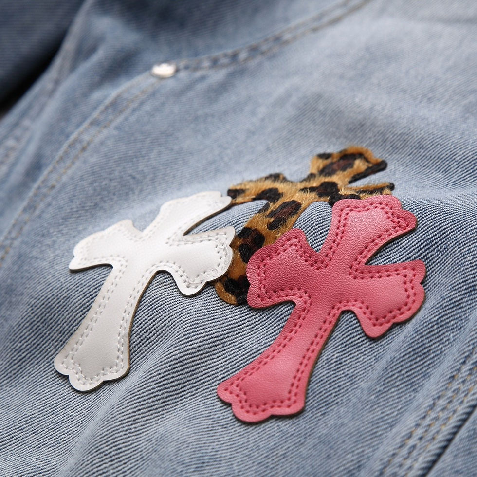 Thumbnail: Chrome Hearts Pink White Cheetah Crosses Blue Jeans