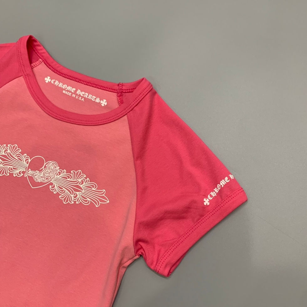 Thumbnail: chrome hearts replica womens pink floral heart tee | chrome hearts reps