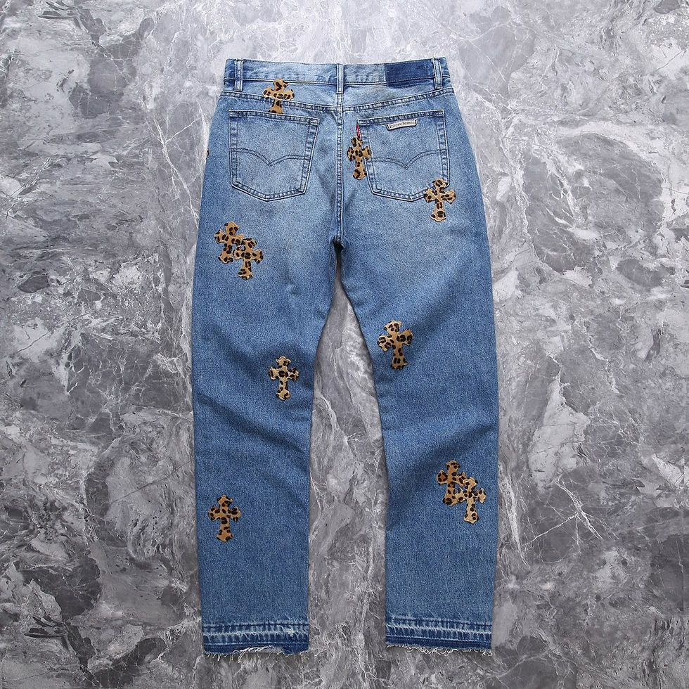 Chrome Hearts Cheetah Crosses Blue Jeans