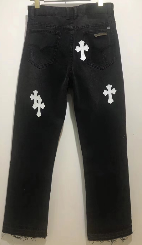 Chrome Hearts White Crosses Black Jeans
