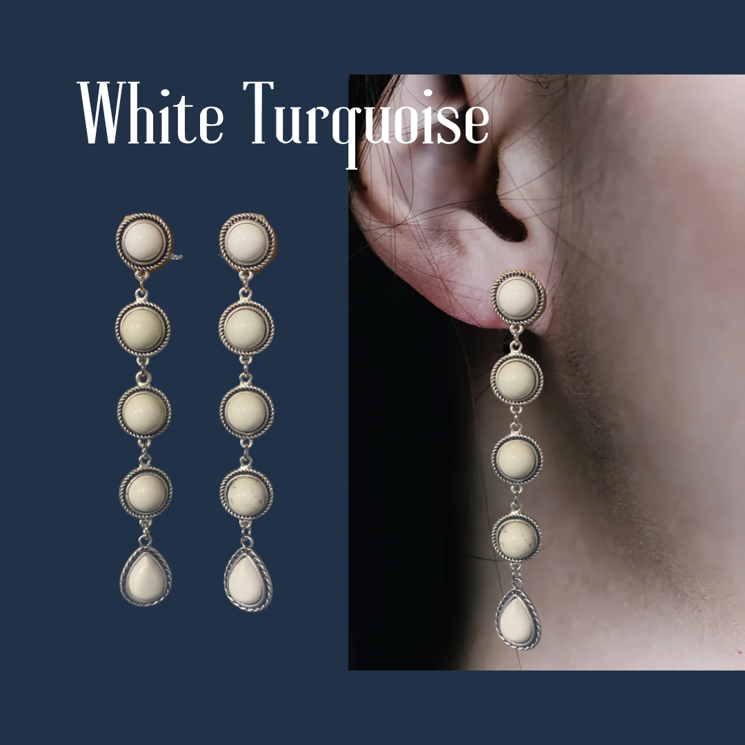 White Turquoise Post Earrings