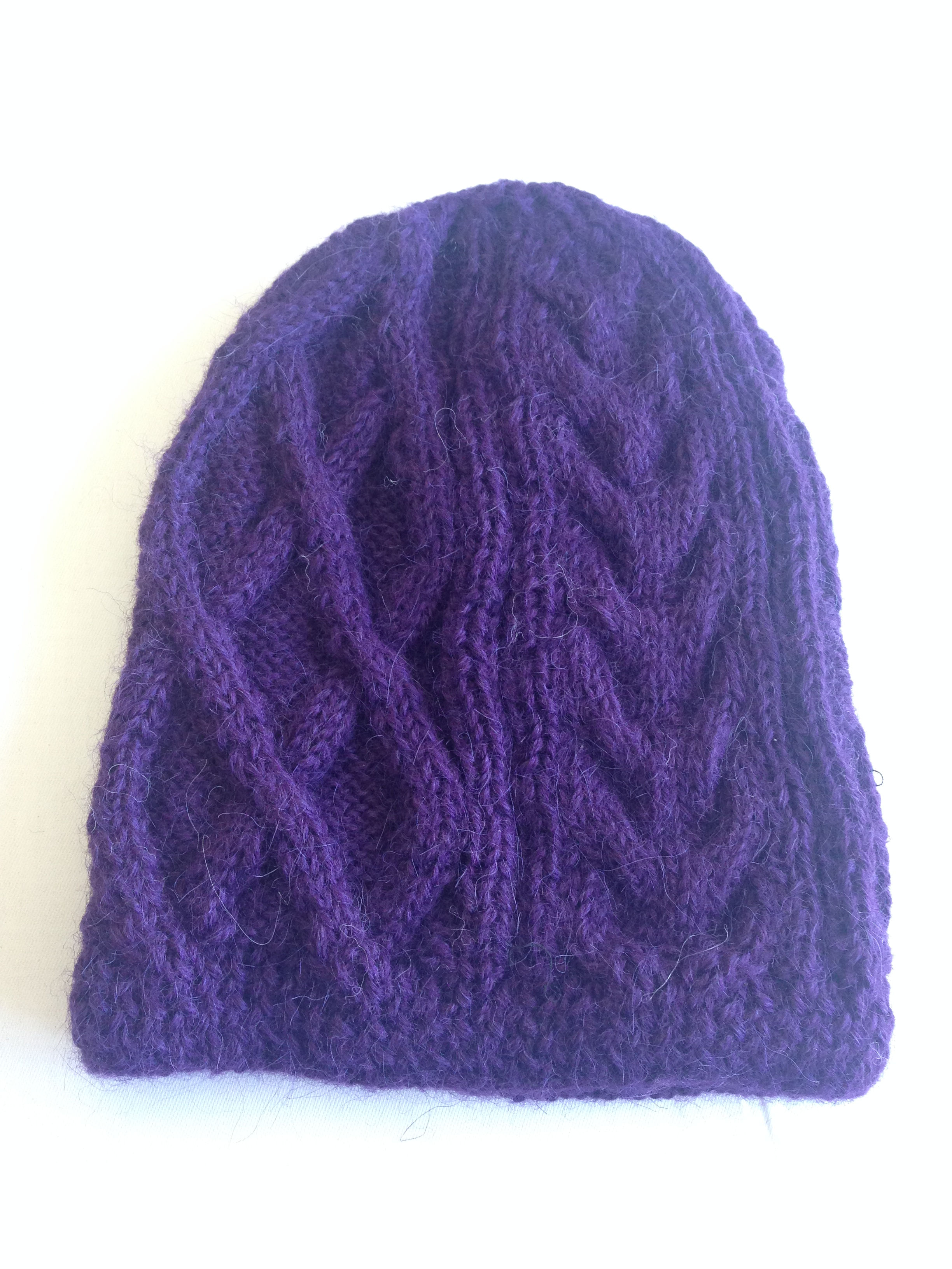 Purple Beanie- 100% Baby Alpaca Hand Knitted