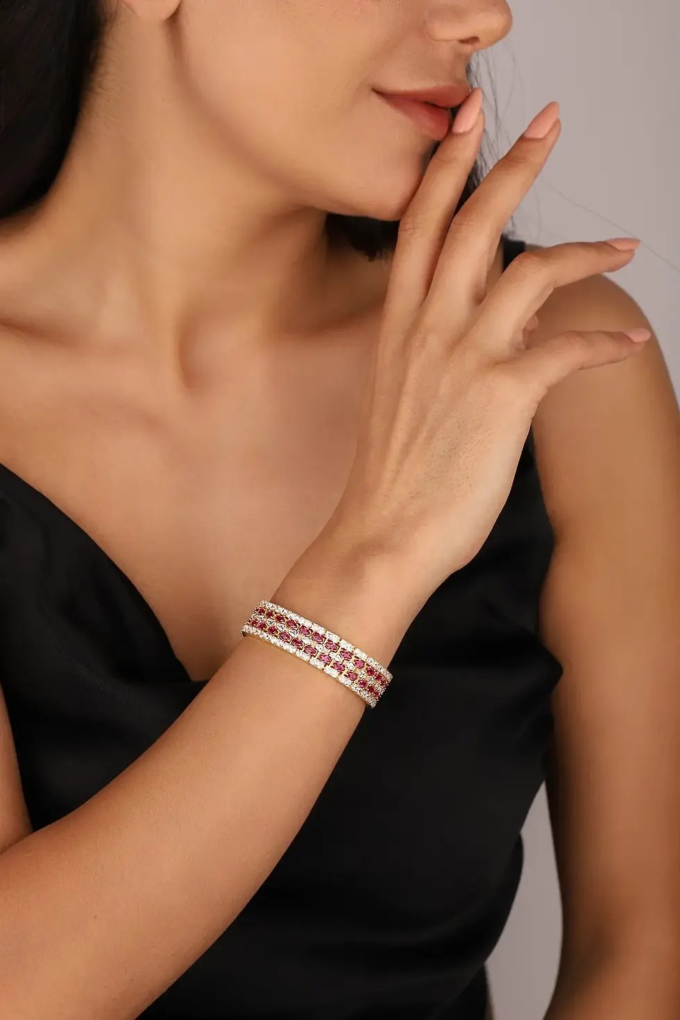 Küçük resim: Zirkon Taşlı Altın Kaplama Baget Gümüş Bileklik