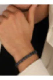 Men's Gold Plated Black Stone Silver Bracelet