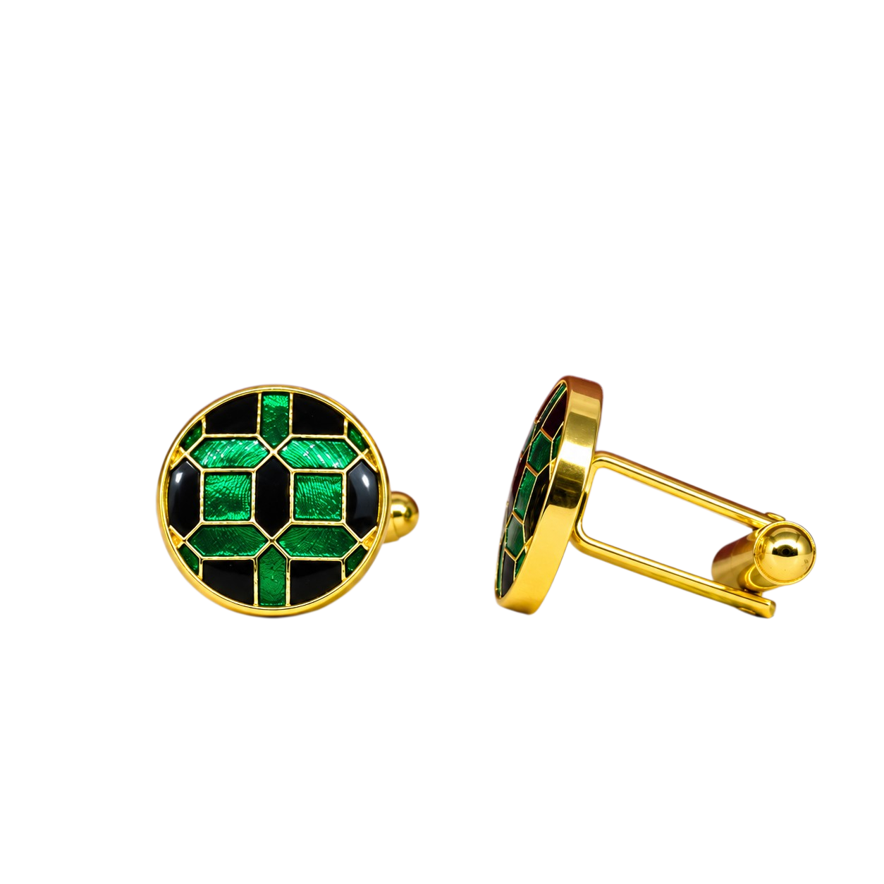 The Mosaic Cufflinks — Emerald Noir