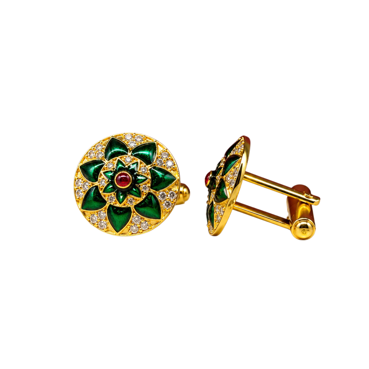 The Fleur Cufflinks — Emerald