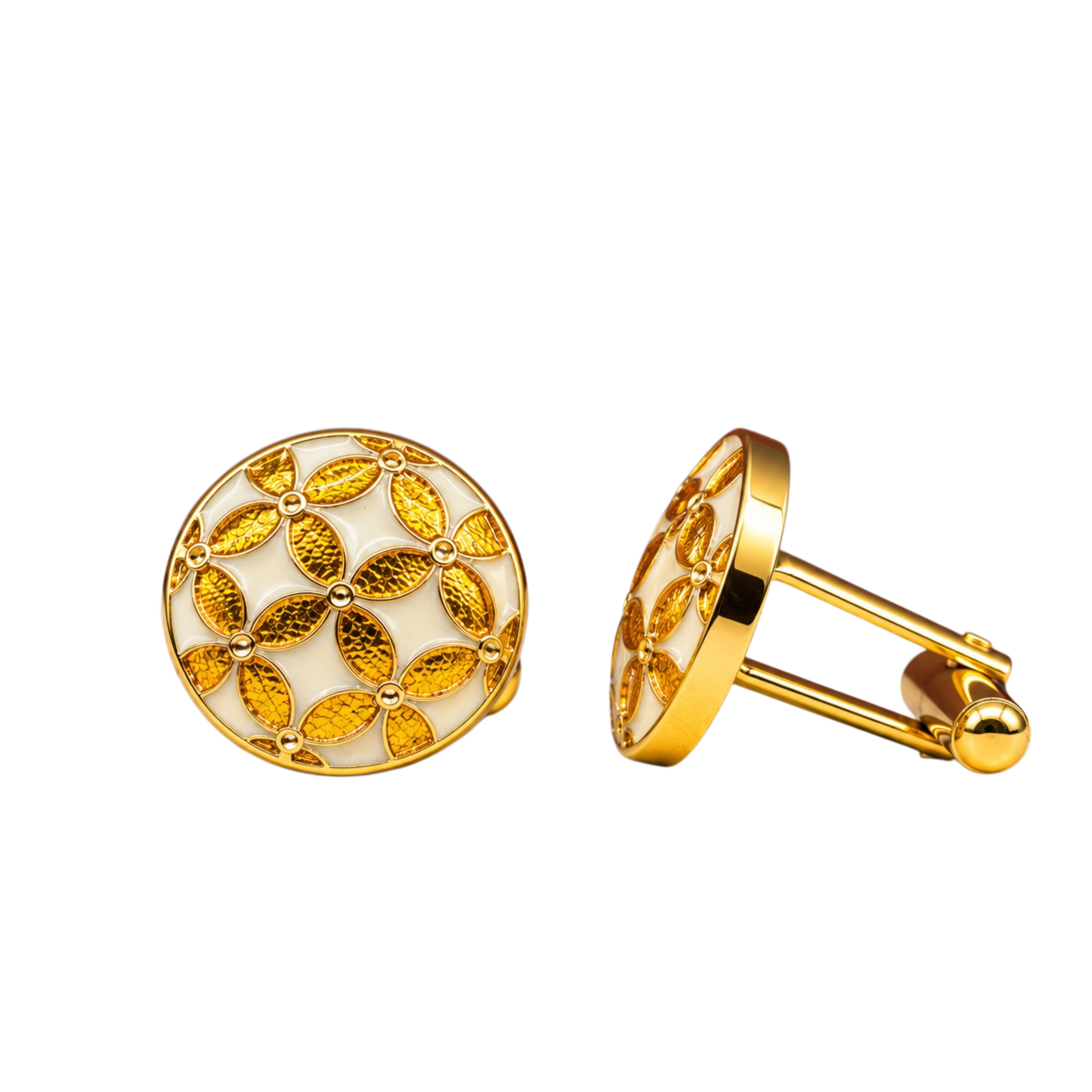 The Clover Cufflinks — Golden yellow & Ivory