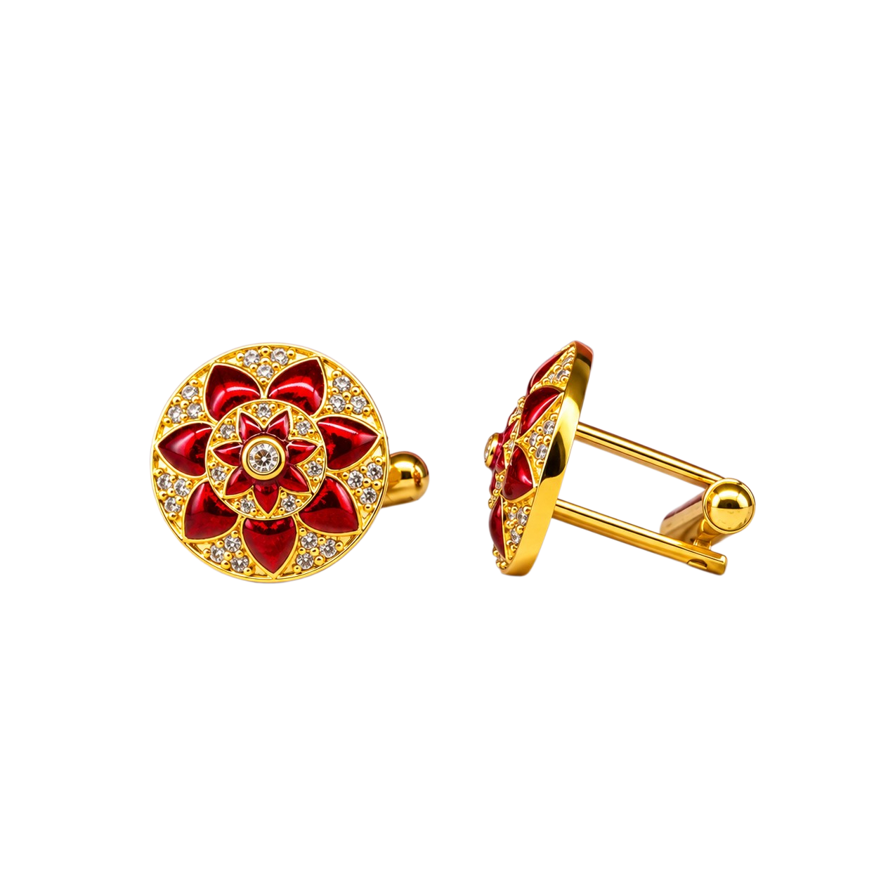 The Fleur Cufflinks — Crimson