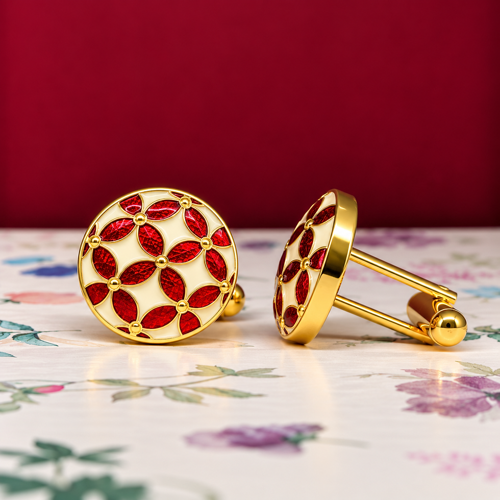 Thumbnail: The Clover Cufflinks — Crimson & Ivory