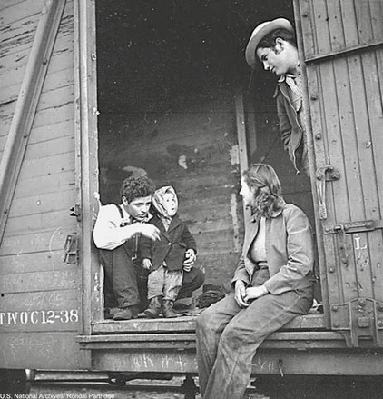 A family occupies a railcar 