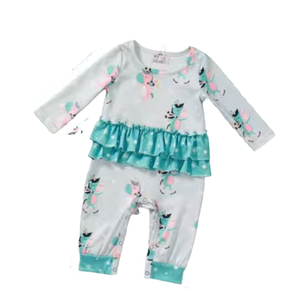 Ice skating unicorns romper