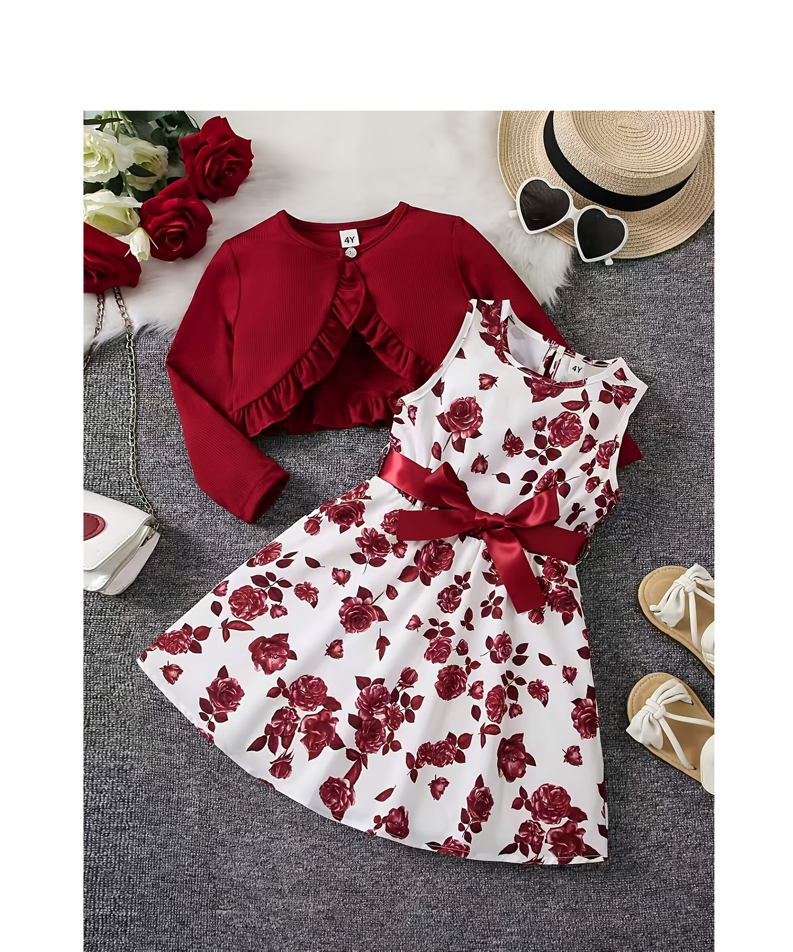 Rose dress w/long sleeve jacket (purple)