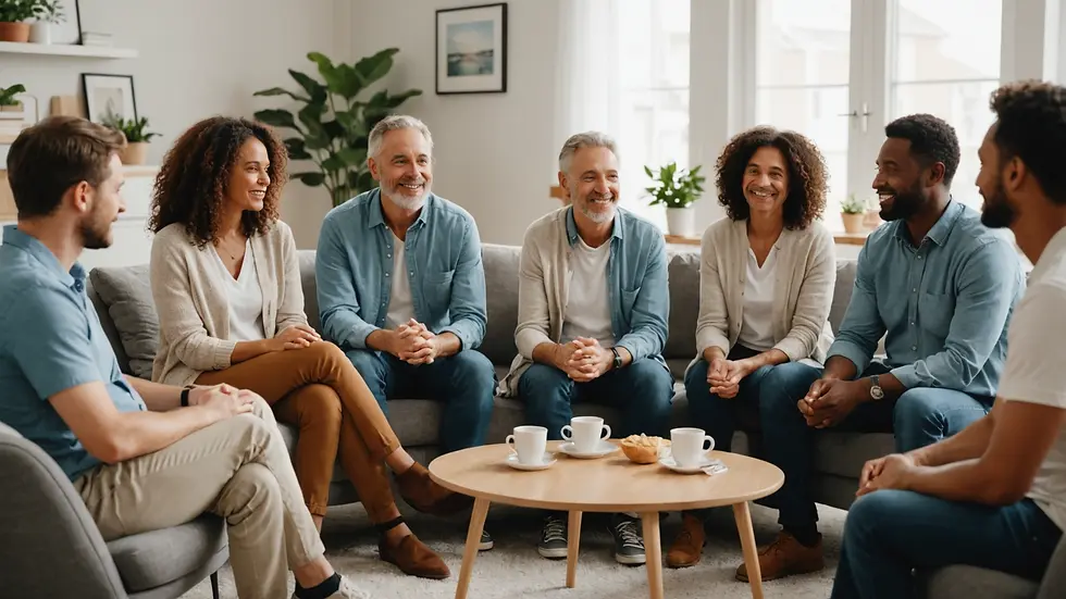 Group of parents sharing experiences in a support group