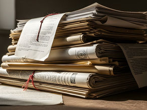Stapel papieren bedoeld als bron of bewijs