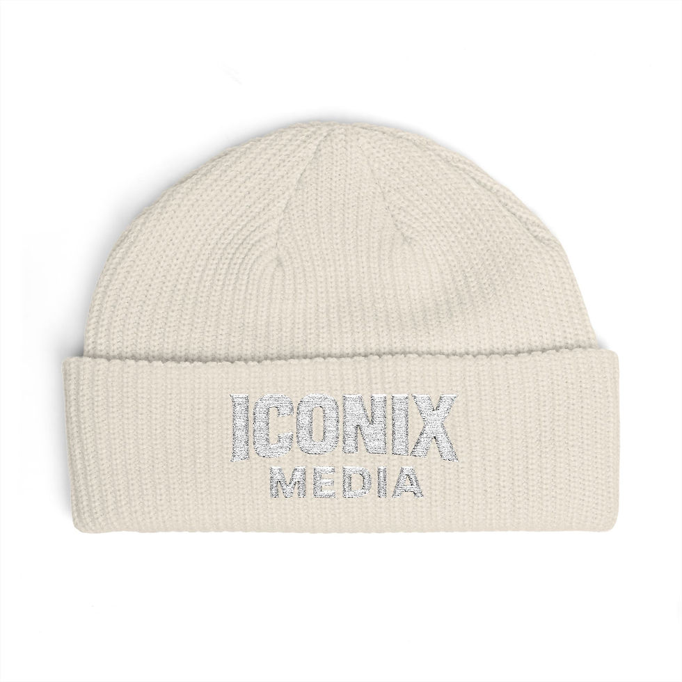 Thumbnail: Iconix Media Beanie - Embroidered Logo Knit Winter Hat