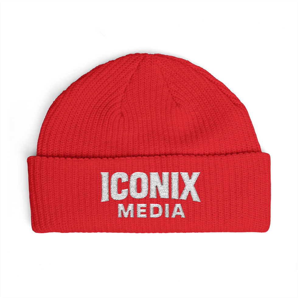 Thumbnail: Iconix Media Beanie - Embroidered Logo Knit Winter Hat